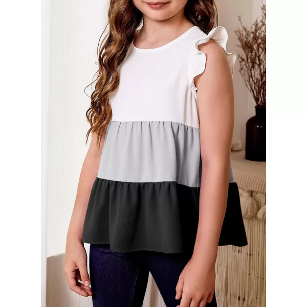 blibean Girl Summer Color Black Ruffle Sleeve Shirts Size 4-15 Years