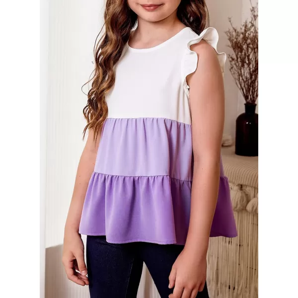 blibean Girl Summer Color Black Ruffle Sleeve Shirts Size 4-15 Years