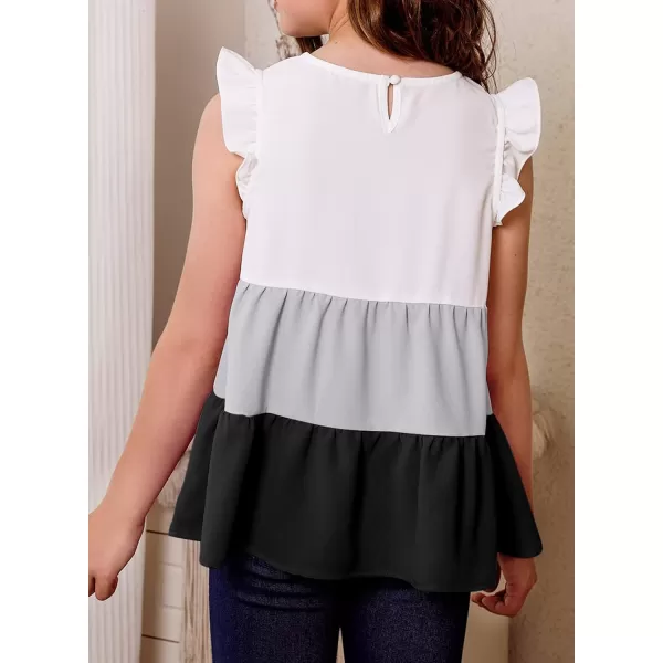 blibean Girl Summer Color Black Ruffle Sleeve Shirts Size 4-15 Years