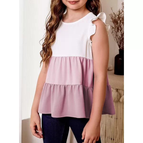 blibean Girl Summer Color Black Ruffle Sleeve Shirts Size 4-15 Years