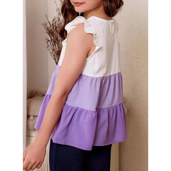 blibean Girl Summer Color Black Ruffle Sleeve Shirts Size 4-15 Years