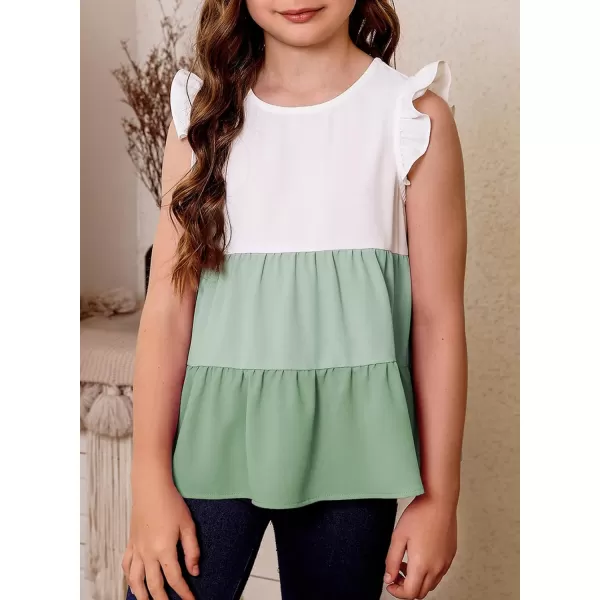 blibean Girl Summer Color Black Ruffle Sleeve Shirts Size 4-15 Years