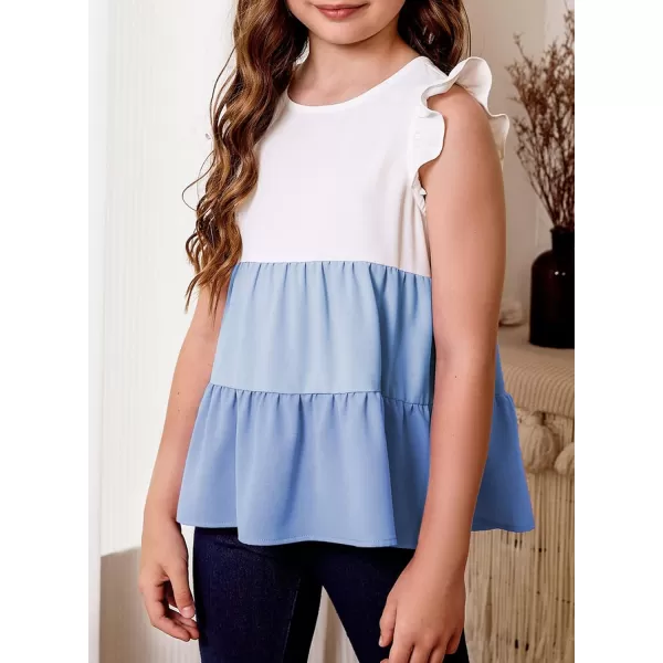 blibean Girl Summer Color Black Ruffle Sleeve Shirts Size 4-15 Years