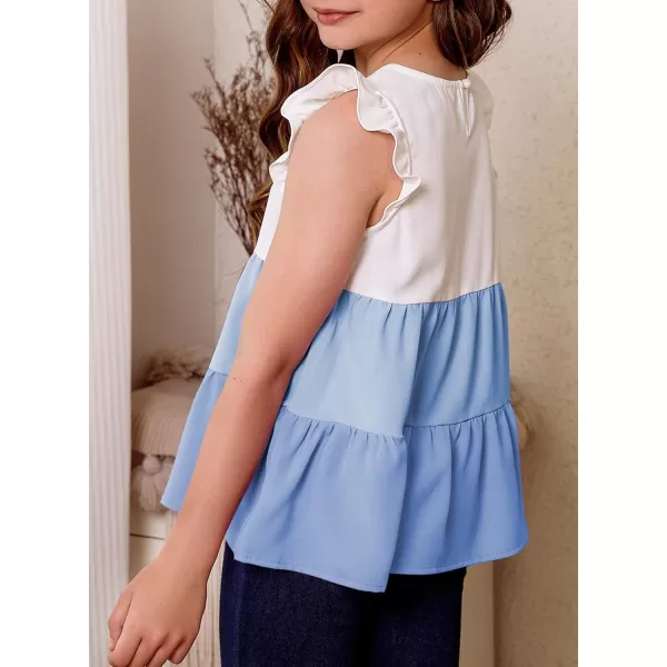 blibean Girl Summer Color Black Ruffle Sleeve Shirts Size 4-15 Years