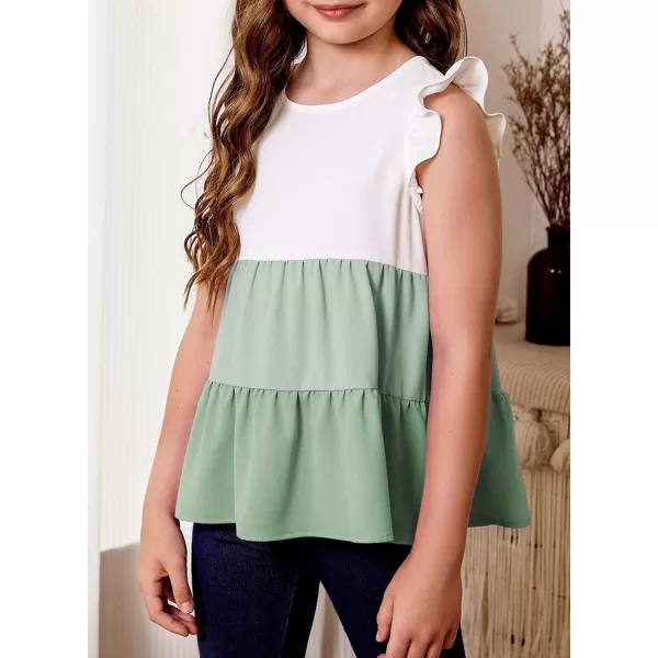 blibean Girl Summer Color Black Ruffle Sleeve Shirts Size 4-15 Years