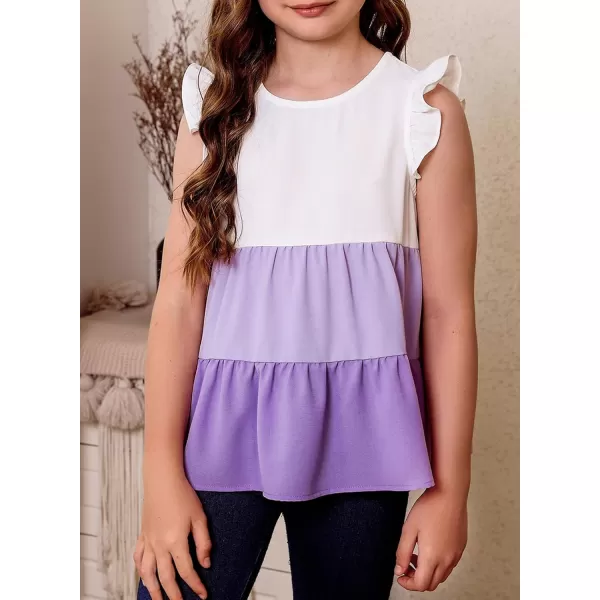 blibean Girl Summer Color Black Ruffle Sleeve Shirts Size 4-15 Years