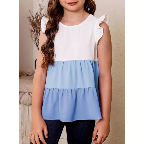 blibean Girl Summer Color Black Ruffle Sleeve Shirts Size 4-15 Years