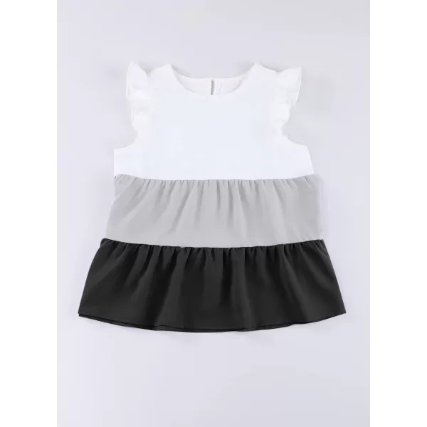 blibean Girl Summer Color Black Ruffle Sleeve Shirts Size 4-15 Years