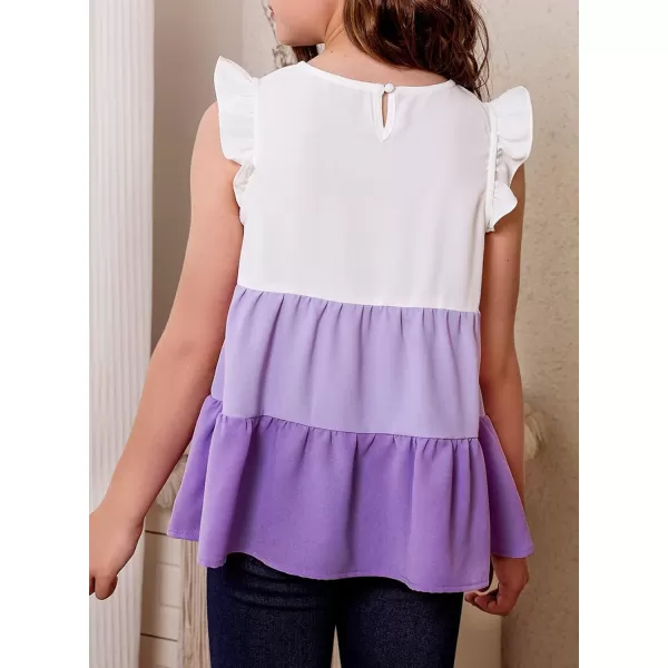 blibean Girl Summer Color Black Ruffle Sleeve Shirts Size 4-15 Years