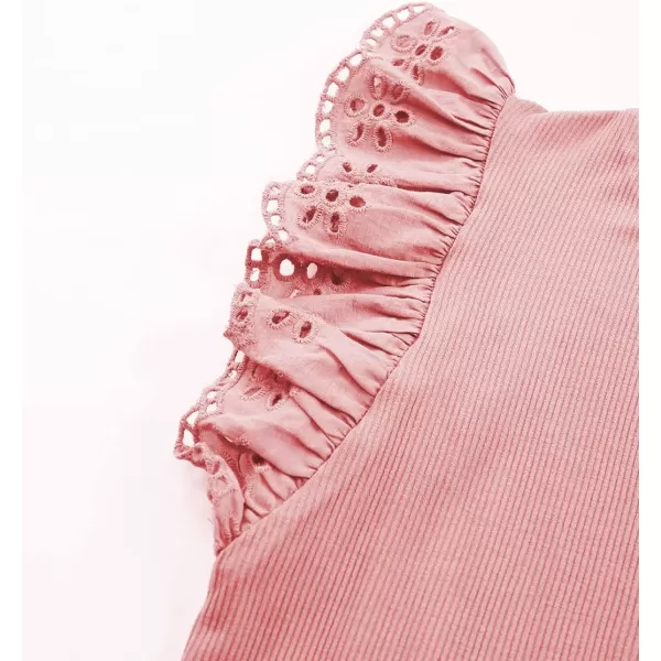 blibean Girl Summer Tops Tween Girls Ruffle Sleeve Blouse Solid Color Casual Shirts Cute Clothes Preteen Kid Dressy Clothing Size 12-13 Years Old Pink