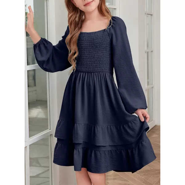 blibean Girls 2024 Fall Dresses Tween Long Sleeve Tie Back Dress Size 6-15 Years