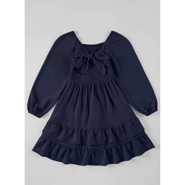 blibean Girls 2024 Fall Dresses Tween Long Sleeve Tie Back Dress Size 6-15 Years