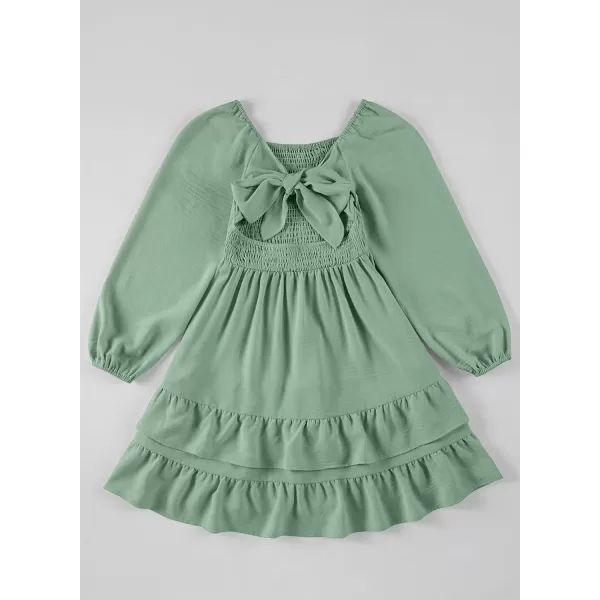 blibean Girls 2024 Fall Dresses Tween Long Sleeve Tie Back Dress Size 6-15 Years
