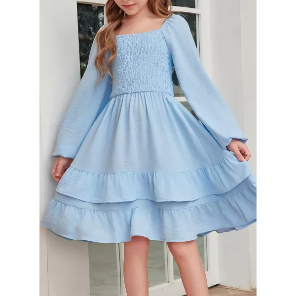 blibean Girls 2024 Fall Dresses Tween Long Sleeve Tie Back Dress Size 6-15 Years