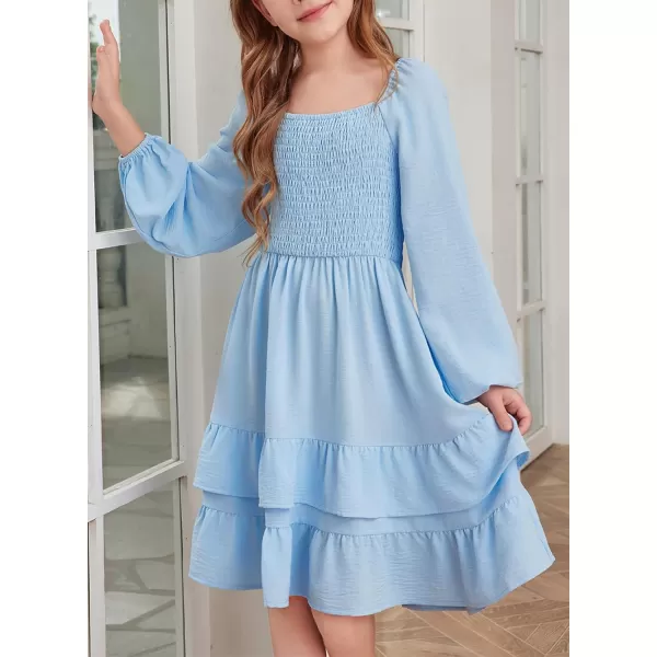 blibean Girls 2024 Fall Dresses Tween Long Sleeve Tie Back Dress Size 6-15 Years