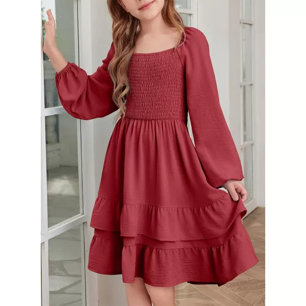 blibean Girls 2024 Fall Dresses Tween Long Sleeve Tie Back Dress Size 6-15 Years