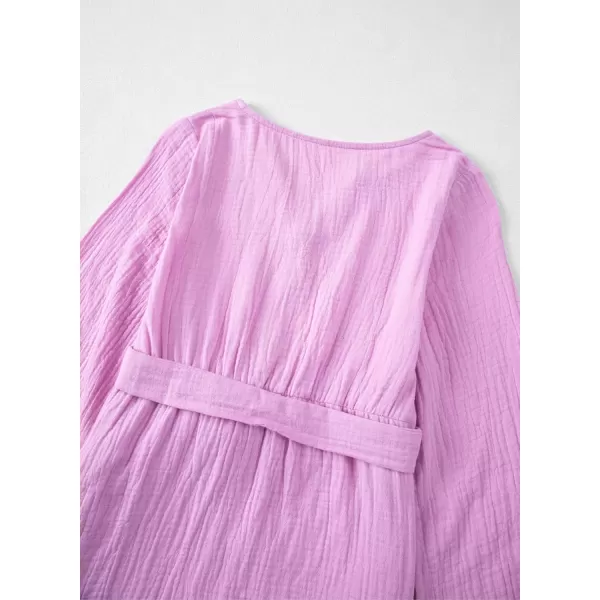 blibean Girls Cotton Long Sleeve Dresses Ruffled Semi Formal Dress Size 6-15 Years