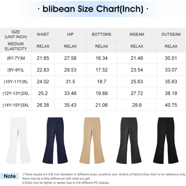 blibean Girls Dressy Bell Bottom School Uniform Pants Size 6-15 Years