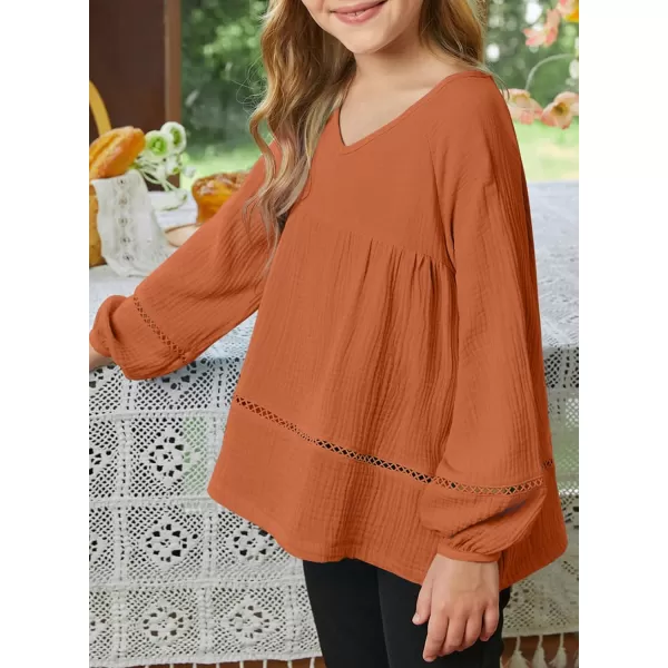 blibean Girls Elegant Boho Long Sleeve Blouse Size 4-13 Years Old