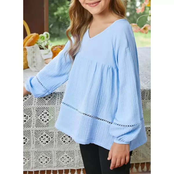 blibean Girls Elegant Boho Long Sleeve Blouse Size 4-13 Years Old