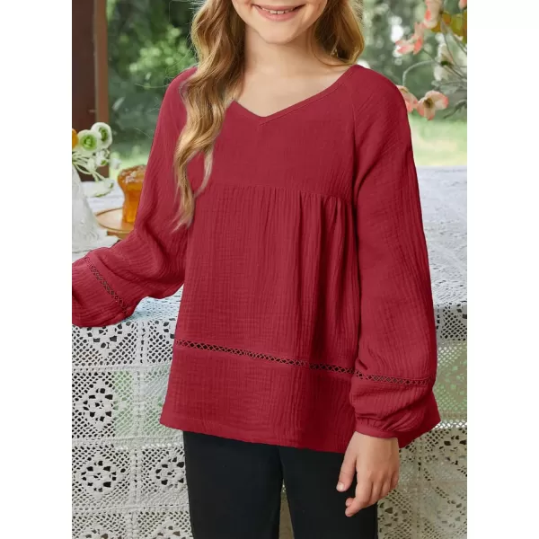 blibean Girls Elegant Boho Long Sleeve Blouse Size 4-13 Years Old