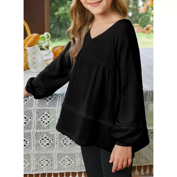 blibean Girls Elegant Boho Long Sleeve Blouse Size 4-13 Years Old
