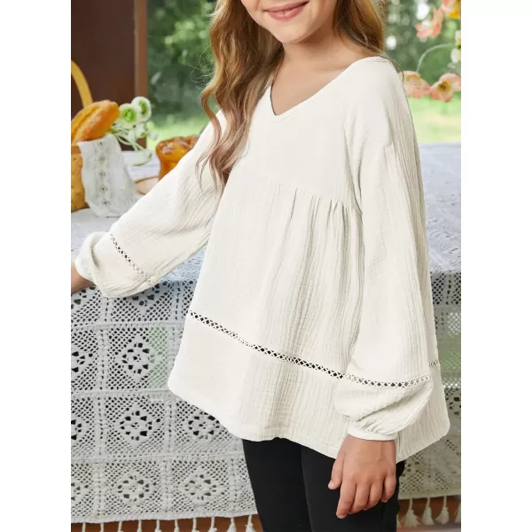 blibean Girls Elegant Boho Long Sleeve Blouse Size 4-13 Years Old
