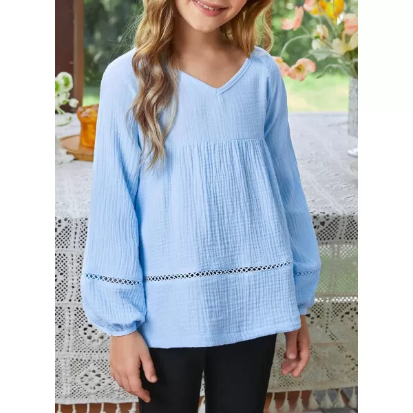 blibean Girls Elegant Boho Long Sleeve Blouse Size 4-13 Years Old