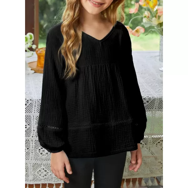 blibean Girls Elegant Boho Long Sleeve Blouse Size 4-13 Years Old