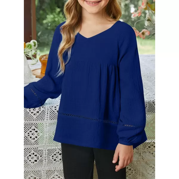 blibean Girls Elegant Boho Long Sleeve Blouse Size 4-13 Years Old