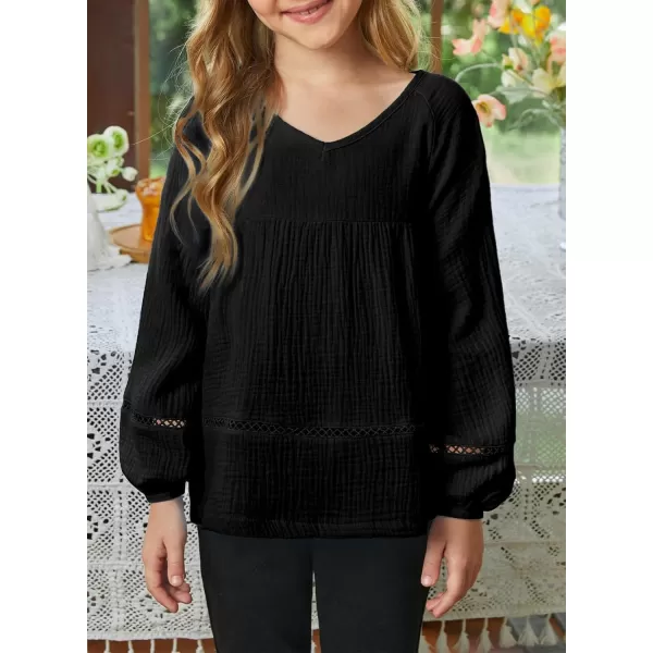 blibean Girls Elegant Boho Long Sleeve Blouse Size 4-13 Years Old