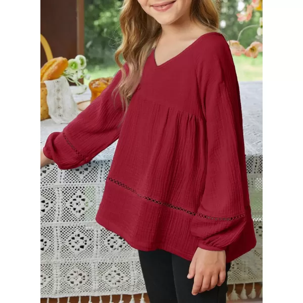 blibean Girls Elegant Boho Long Sleeve Blouse Size 4-13 Years Old