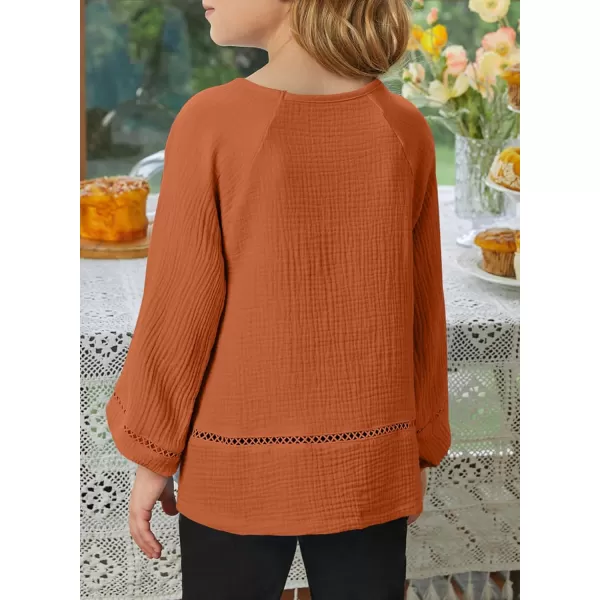 blibean Girls Elegant Boho Long Sleeve Blouse Size 4-13 Years Old