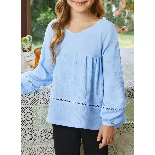 blibean Girls Elegant Boho Long Sleeve Blouse Size 4-13 Years Old