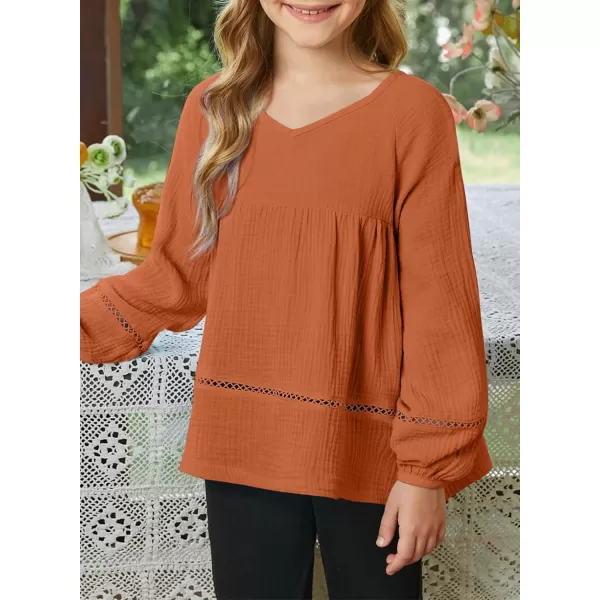 blibean Girls Elegant Boho Long Sleeve Blouse Size 4-13 Years Old