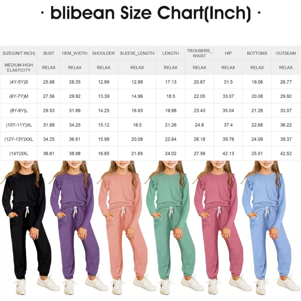 blibean Girls Fall Clothing Sets Stylish Sweatsuit Outfits Size 4-13 Years Old