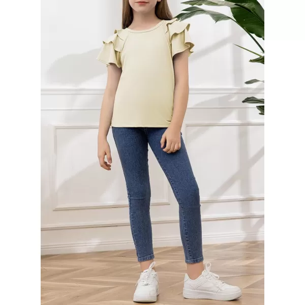 blibean Girls Fashion Layer Ruffle Short Sleeve Shirt Size 6-15 Years