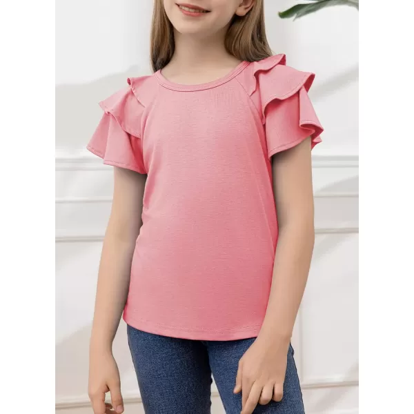 blibean Girls Fashion Layer Ruffle Short Sleeve Shirt Size 6-15 Years