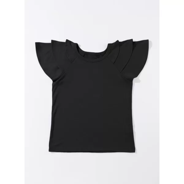 blibean Girls Fashion Layer Ruffle Short Sleeve Shirt Size 6-15 Years