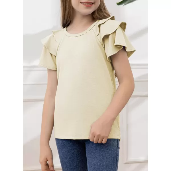 blibean Girls Fashion Layer Ruffle Short Sleeve Shirt Size 6-15 Years