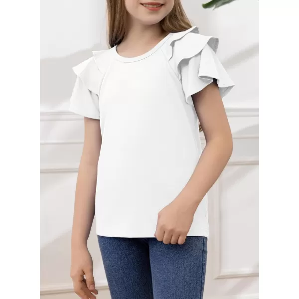 blibean Girls Fashion Layer Ruffle Short Sleeve Shirt Size 6-15 Years