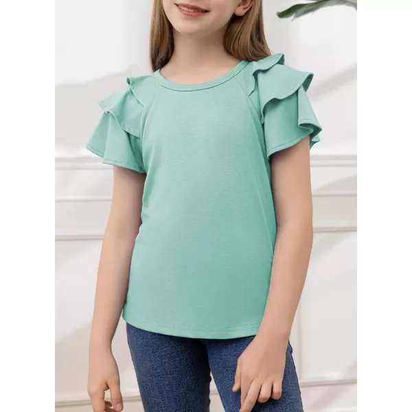 blibean Girls Fashion Layer Ruffle Short Sleeve Shirt Size 6-15 Years