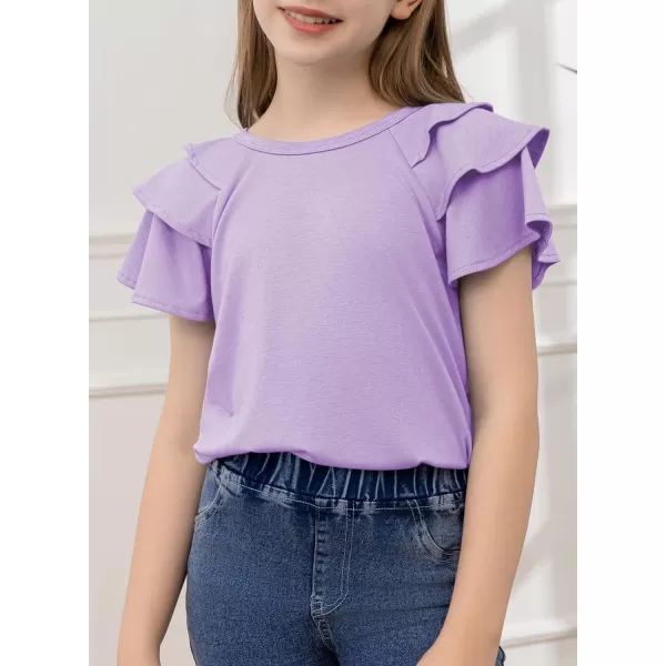 blibean Girls Fashion Layer Ruffle Short Sleeve Shirt Size 6-15 Years