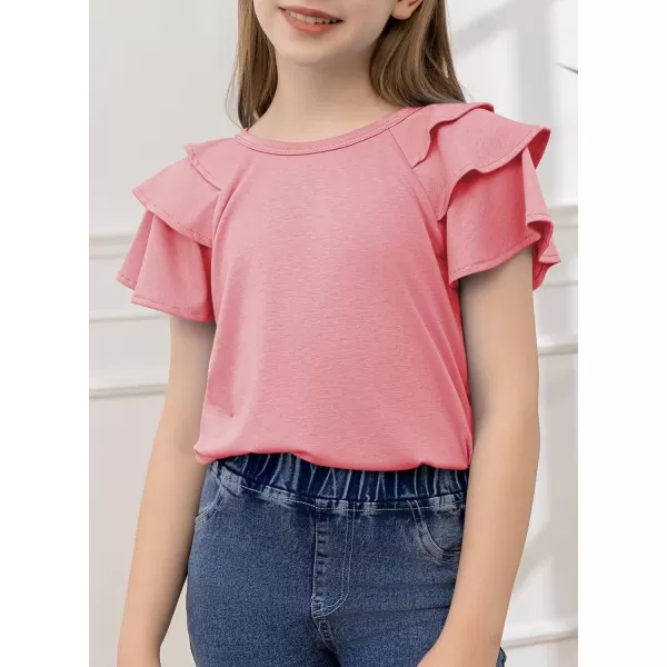 blibean Girls Fashion Layer Ruffle Short Sleeve Shirt Size 6-15 Years