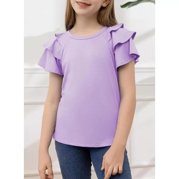 blibean Girls Fashion Layer Ruffle Short Sleeve Shirt Size 6-15 Years