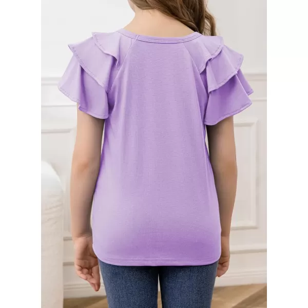 blibean Girls Fashion Layer Ruffle Short Sleeve Shirt Size 6-15 Years