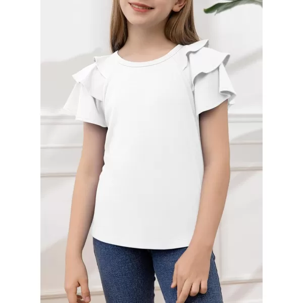 blibean Girls Fashion Layer Ruffle Short Sleeve Shirt Size 6-15 Years