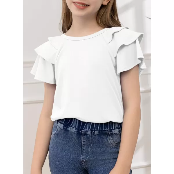 blibean Girls Fashion Layer Ruffle Short Sleeve Shirt Size 6-15 Years