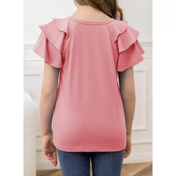 blibean Girls Fashion Layer Ruffle Short Sleeve Shirt Size 6-15 Years