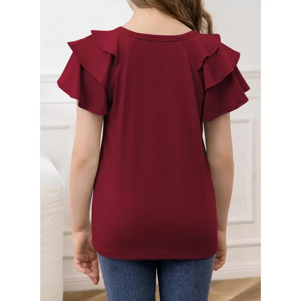 blibean Girls Fashion Layer Ruffle Short Sleeve Shirt Size 6-15 Years